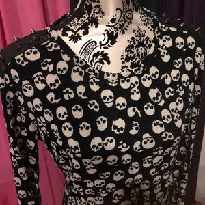 Skull & Spikes Long Sleeve Crop Top